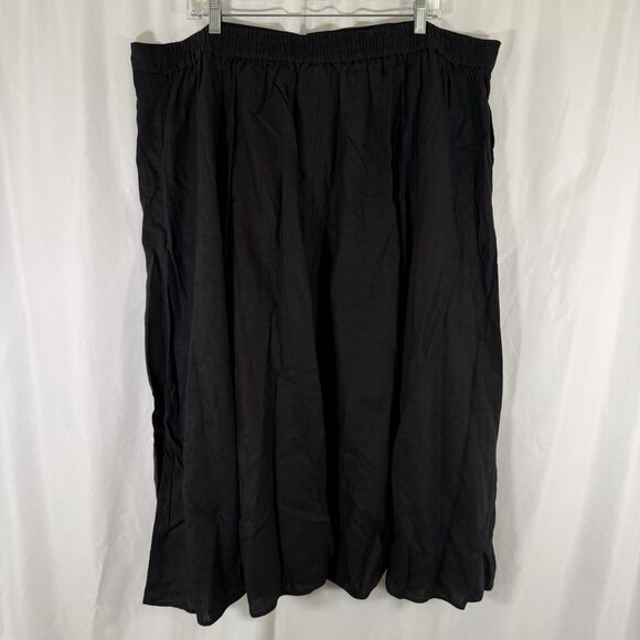 Woman Within Linen Blend Midi Skirt Women's 22 24 Black Pull On Pockets - Picture 9 of 11